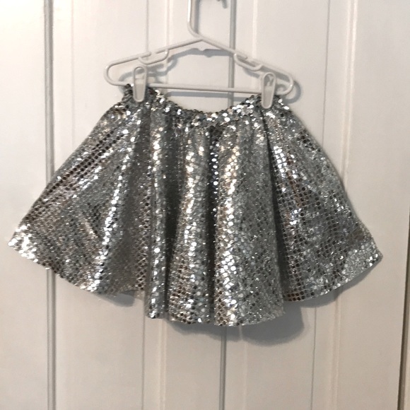 3 silver sequin fabric circle skirts